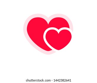 "Red double heart vector icon on a white background.Flat heart symbol,love emblem.Graphic design in the concept of love.Vector love symbol for Valentine's Day or used on Mother's Day occasions."