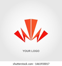 red double letter w logo. gradation color template design vector