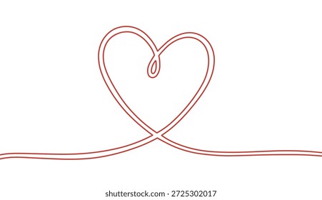 Línea doble roja forma una forma de corazón simple en un lienzo vacío limpio para el concepto de diseño de amor