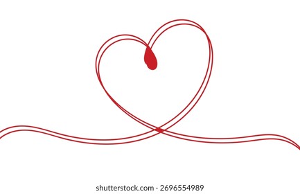 Forma de corazón de línea doble roja con sólido amor de punto rojo