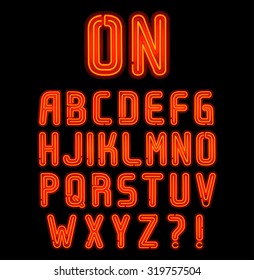 Red Double Neon Font Part 1 Of 2, Complete Alphabet