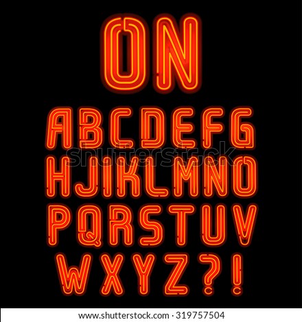 Red double neon font part 1 of 2, Complete Alphabet