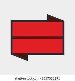 red double text banner with outline in flat vector design.