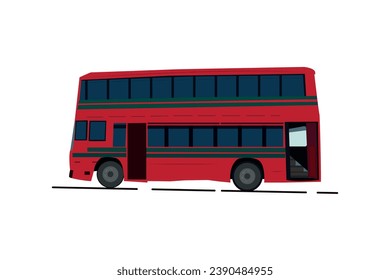 Red double-decker bus illustration on white background.