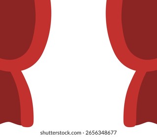 Cortina roja de doble cara abierta completamente sin remaches. Ideal para el diseño de escenarios de teatro, telón de fondo de actuación o ilustración de eventos clásicos.