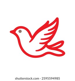 Red Dove Bird Illustration Graphic Design