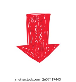 red down arrow hand drawn element