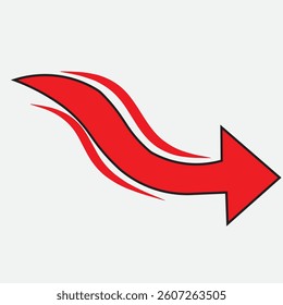 red down arrow icon with black line