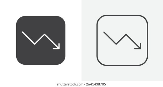 red Down arrow icon Line graphics illustration