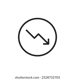 red Down arrow icon Outline vector for web ui
