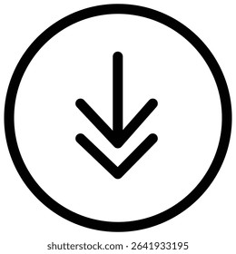 red down arrow icon Thin line vector design