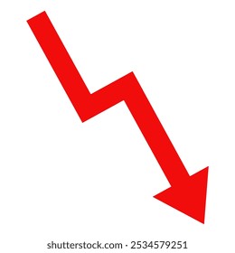 Seta para baixo vermelha ícone para baixo tendência,seta de recessão, Investimento empresarial mercado financeiro símbolo da economia.