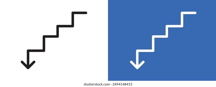 red Down arrow logo sign set vector outline