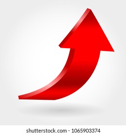 Red down arrow and neutral white background. 3D illustration