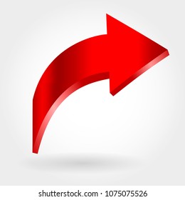 Red down arrow and neutral white background. 3D illustration