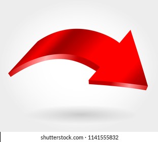 Red down arrow and neutral white background. 3D illustration