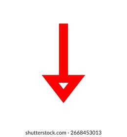 Red down arrow on white circular background, representing decrease, decline, or navigation.