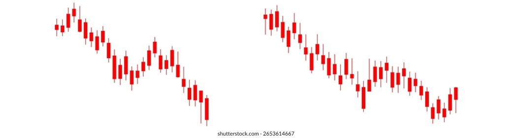 Vetor de vara de vela vermelha, representando uma queda de preços nos mercados financeiros. Ideal para gráficos de ações, negociação forex, ou análise criptomoeda indicando tendências e perdas irreverentes.