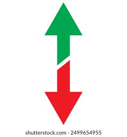 Red down green up arrow icon sign vector.