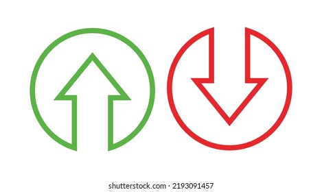 Vector de signo de icono de símbolo de la flecha arriba de color rojo hacia abajo verde hacia arriba. Análisis de criptodivisa, bolsa y operaciones de inversión en forex
