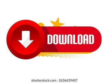 Botón de Descarga roja aislado – Ilustración vectorial