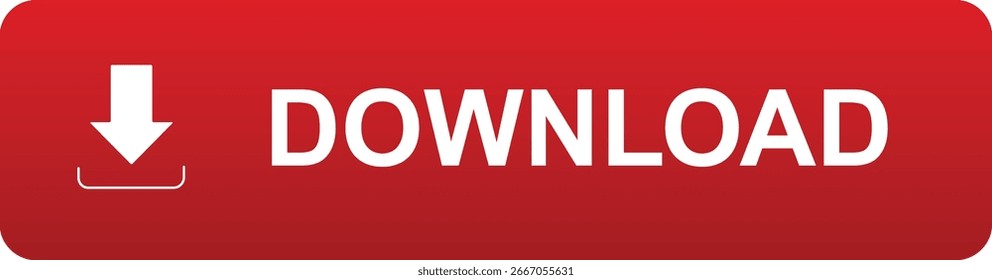Un Botón de Descarga rojo con una flecha blanca apuntando hacia abajo. El Botón es para descargar archivos de Internet. Ideal para proyectos de Diseño web.