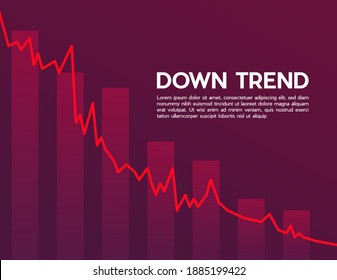 Red Downtrend Abstract Background. A Group Of The Red Bar And The Line Graph Shows Feelings That Fall Down, Lower, Losing, Downward, And Bear Stock Market. Background For The Economy And Data Analysis