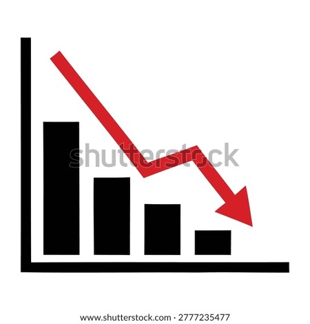 Red Downward Arrow Graph Showing Decline and Falling Trend chart decrease