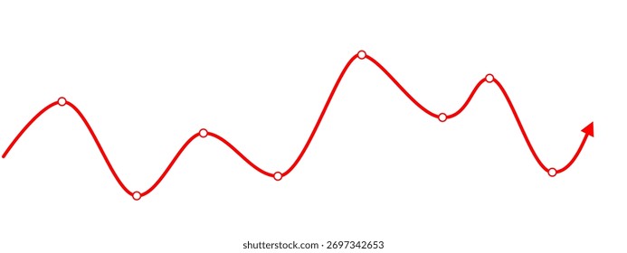 Ícone de seta vermelha para baixo representando lucros cessantes. Ilustração isolada de vetor mostrando gráfico de declínio e tendência financeira negativa