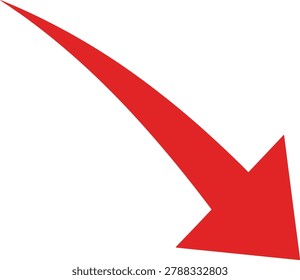 Red downward arrow pointing on white space