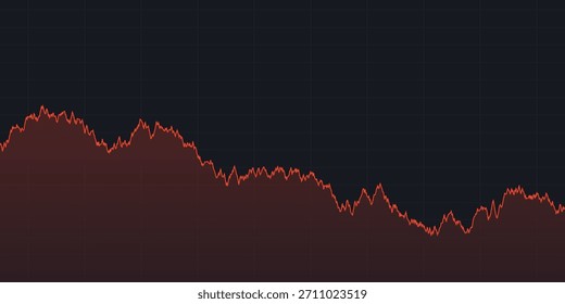Red downward line chart on dark grid, showing market decline or financial loss. Suitable for business reports, stock analysis, and economic dashboards depicting bearish trends.