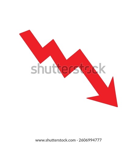 Red Downward Trend Line Indicating a Decline or Negative Growth


