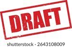 Red Draft Rubber Stamp in Grunge Vector in Sharp Border, Transparent Background