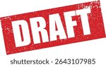 Red Draft Rubber Stamp in Reverse Grunge Vector in Sharp Border, Transparent Background