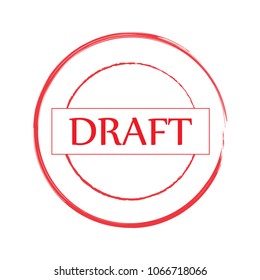 Red Draft Stamp, Word in Circle and rectangular, Vector Illustration