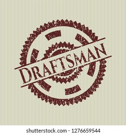 Red Draftsman rubber seal with grunge texture