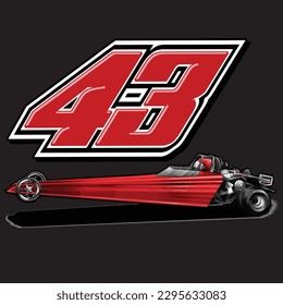 red drag race illustration isolated in black background for poster, t-shirt, graphic design, business element, and card