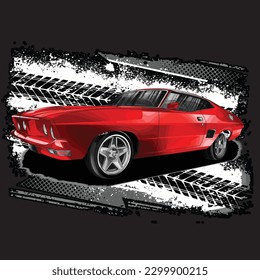 red drag race illustration isolated in black background for poster, t-shirt, graphic design, business element and card