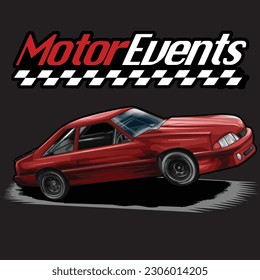 red drag race illustration isolated in black background for poster, t-shirt, graphic design, business element and card