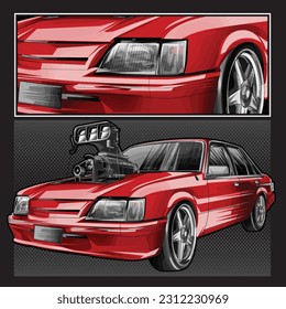 red drag race illustration isolated in black background for poster, t-shirt, graphic design, business element and card