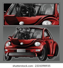 red drag race illustration isolated in black background for poster, t-shirt, graphic design, business element and card