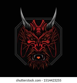 Red Dragon angry face vector illustration