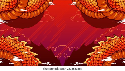 the red dragon background vector