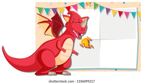 Ilustración de pancartas de dragón rojo