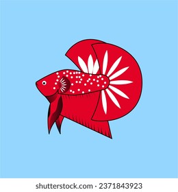 Red Dragon betta fish vector which is beautiful and has a nice body