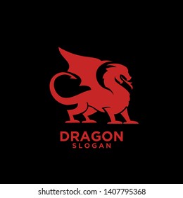 red dragon with black background logo icon design vector illustration