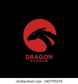 red dragon with black background logo icon design vector illustration