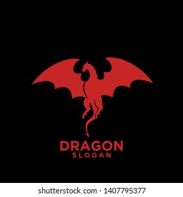 red dragon with black background logo icon design vector illustration