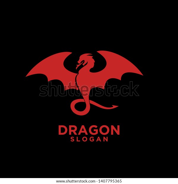 Red Dragon Black Background Logo Icon Animals Wildlife Abstract