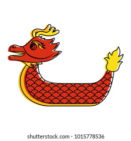 red dragon boat cartoon chinese